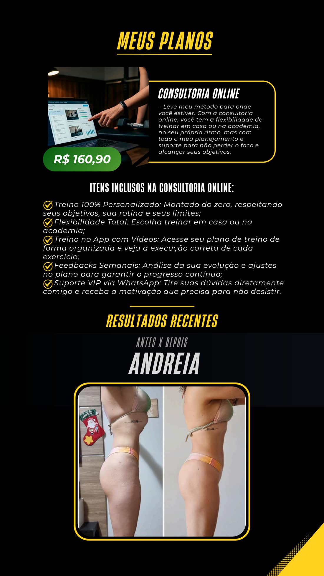 Resultado antes e depois de Andreia